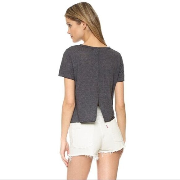 Revolve LNA Annie Crop Top Tee T-Shirt Short Sleeve Crew neck Granite Gray XS - Picture 14 of 14